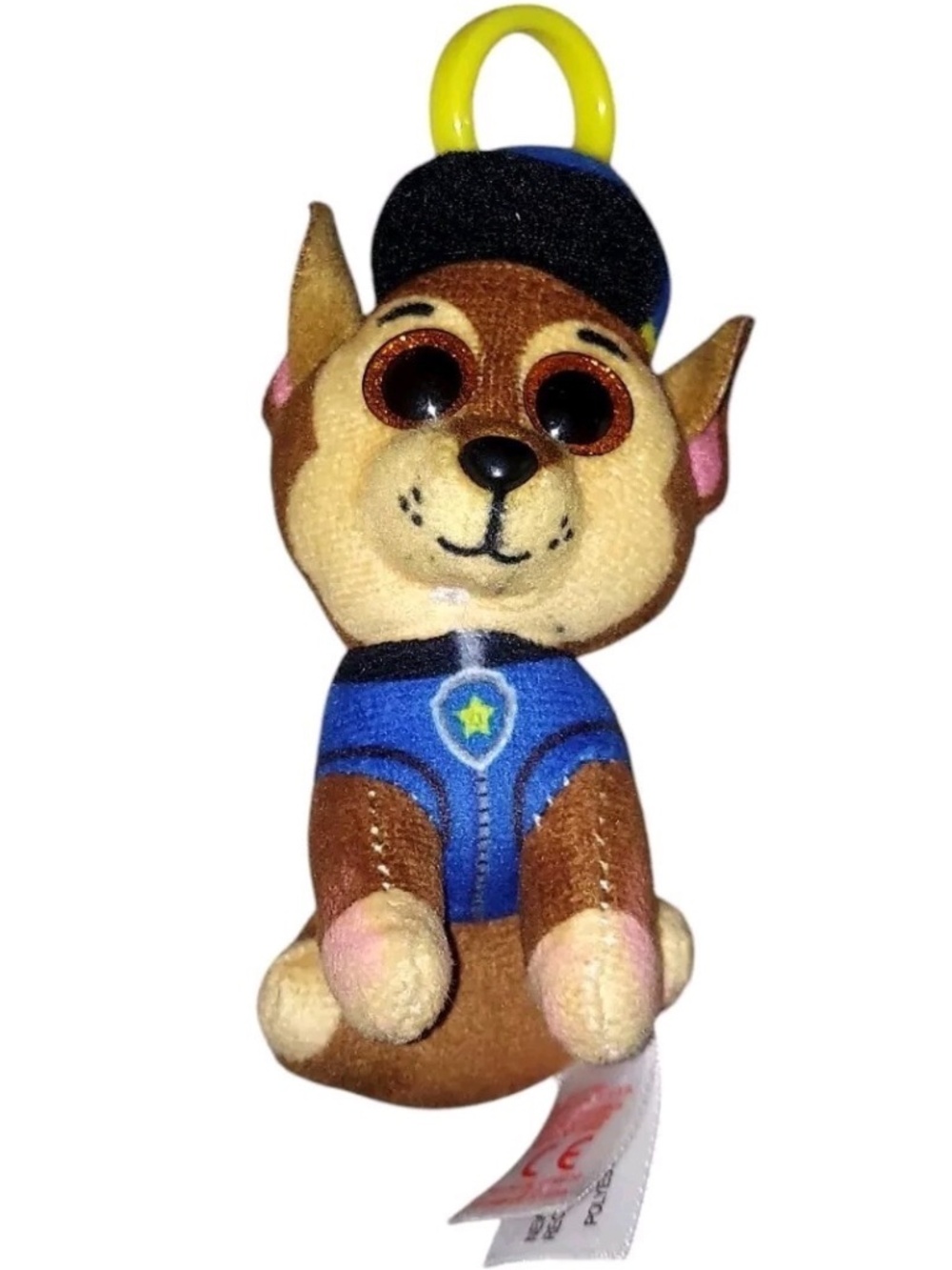 TY Beanie Baby 4" Paw Patrol CHASE Dog Stuffed Plush Toy with Plastic Key Clip